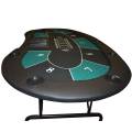 Pokerbord "HARICOT BLUE" - med fällbara ben - neoprenmatta - 9 spelare + dealer