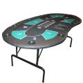 Pokerbord "HARICOT BLUE" - med fällbara ben - neoprenmatta - 9 spelare + dealer