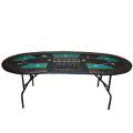 Mesa de póquer "HARICOT BLUE" - con patas plegables - tapete de neopreno jersey - 9 jugadores + repartidor