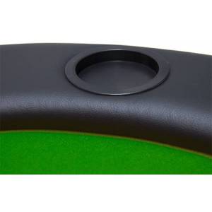 "TRIO GREEN" oval poker table top - wooden base and felt mat - foam faux leather edges - 180x90 cm
