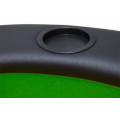Oval "TRIO GREEN" poker table top - wooden base and felt cloth - foam faux leather edges - 180x90 cm.