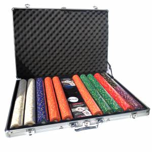 "1000 poker chip case "SUNSHINE" - TOURNAMENT edition - in 14g clay composite - with accessories."