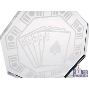 Trofeo da poker ottogonale TOURNAMENT WINNER  - in vetro - testo inciso - altezza di 20 cm