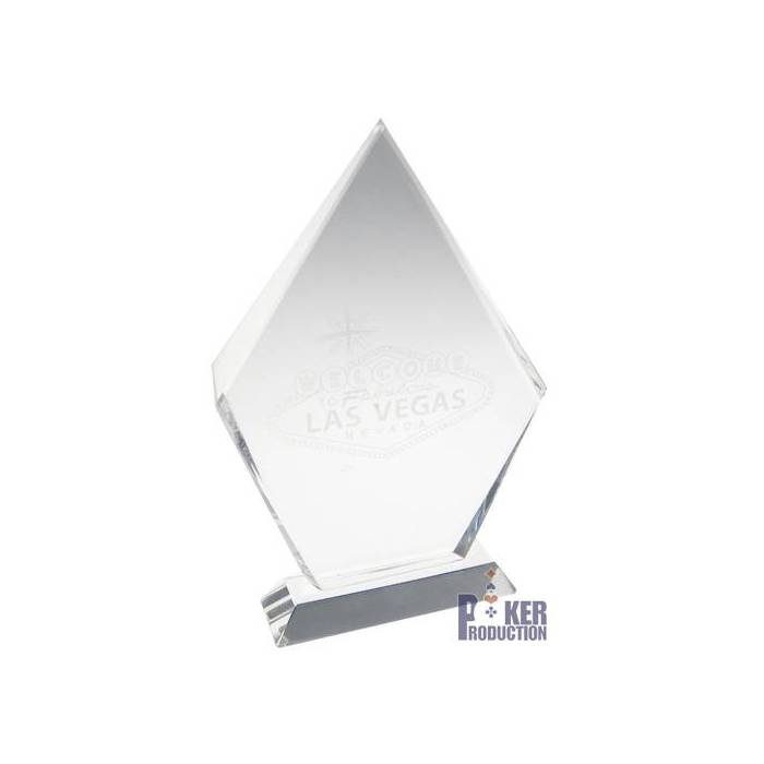 Trophée de poker rond TOURNAMENT WINNER – en verre - texte gravé - 20cm de haut