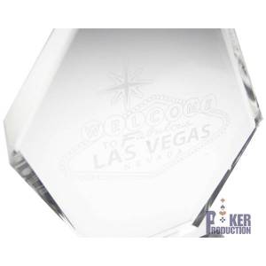 Poker Tournament Winner Trophy - glass material - engraved text - 20cm tall.