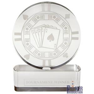 Trophée de poker Las Vegas – en verre -  22cm de haut