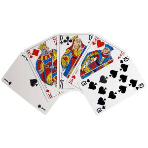 Duo Pack Fournier 54 deluxe playing cards - 2 packs of 54 plastic coated cardboard cards - bridge size - 4 standard indexes.