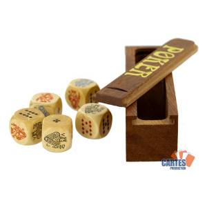 Boxwood Poker Set with 5 Dice.