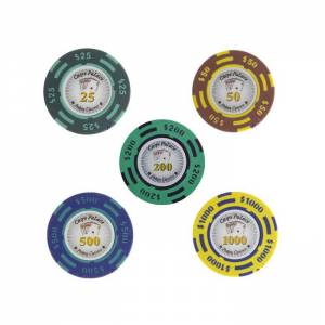 "CHIPS PALACE" Tournament Version - 100-piece Poker Chip Set - in 14g Clay Composite - with accessories.