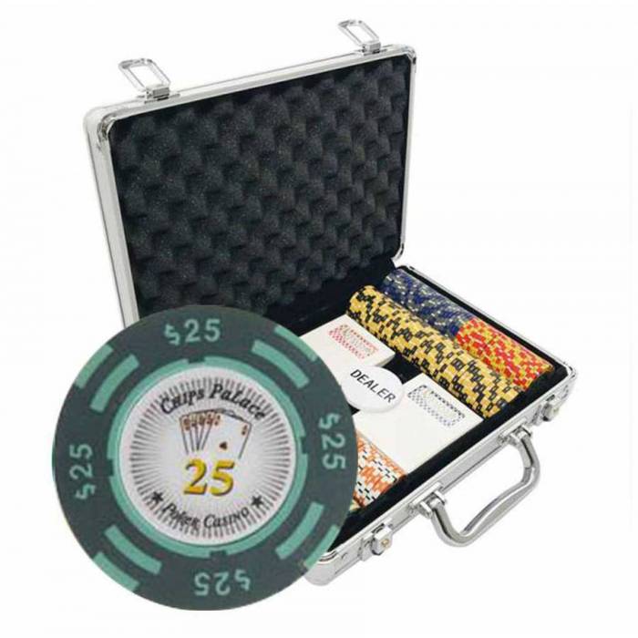 Mallette de 200 jetons de Poker "CHIPS PALACE" - en version TOURNOI - en clay composite 14 g - avec accessoires