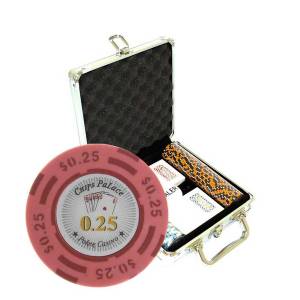 "Chips Palace" Poker Chip Set - CASH GAME version - 100 chips in clay composite 14 g - with accessories.