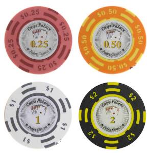 "CHIPS PALACE" Cash Game version - 100 poker chips set - made of 14g clay composite - includes accessories.