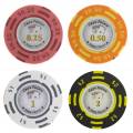 Koffer met 100 pokerchips "CHIPS PALACE" - CASH GAME-versie - gemaakt van 14 g klei-composiet - met accessoires.