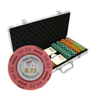 Maletín de 400 fichas de póker "CHIPS PALACE" - versión CASH GAME - en composite de arcilla de 14 g - con accesorios.