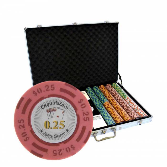 Pokerset "CHIPS PALACE" - CASH GAME-Version - mit 1000 Clay Composite 14g-Pokernchips und Zubehör.