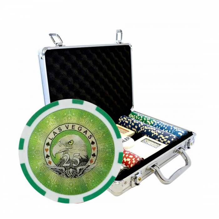 Mallette de 200 jetons de poker "LASER EAGLE " - en ABS insert métallique 12 g - avec accessoires