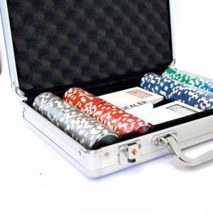 Mallette de 200 jetons de poker "LASER EAGLE " - en ABS insert métallique 12 g - avec accessoires