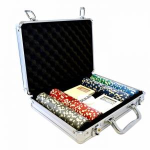 Mallette de 200 jetons de poker "LASER EAGLE " - en ABS insert métallique 12 g - avec accessoires