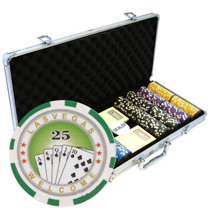 "ROYAL FLUSH" Tournament Edition 400-piece poker chip set - made of ABS with a 12g metal insert - comes with accessories.