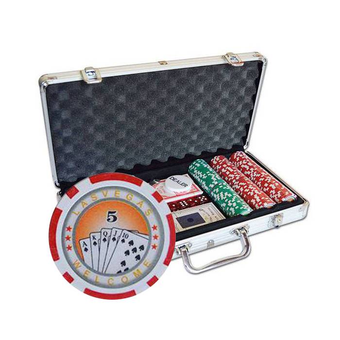 "ROYAL FLUSH" 300 Poker Chips Set - made of ABS plastic with 11.5g - comes with 2 decks of cards and accessories.