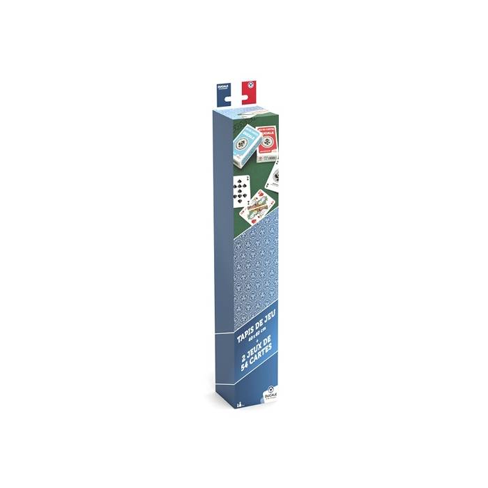 "SPELSENA + KORT" - Franska Ducale-spelet - grön filt - 40x60 cm - 2 kortlekar