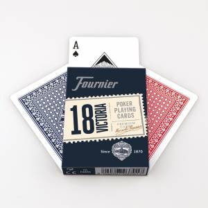 Fournier "18 VICTORIA" - set of 54 laminated cardboard plastic-coated playing cards - 2 standard indexes.