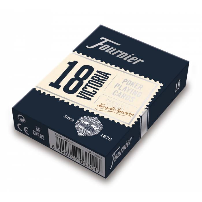 Fournier "18 VICTORIA" - set of 54 laminated cardboard plastic-coated playing cards - 2 standard indexes.