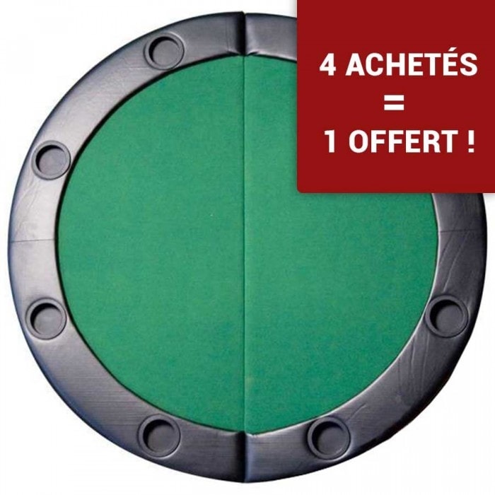 copy of Dessus de table de poker rond – plateau en bois et tapis en feutrine – bords simili cuir en mousse - 180x90 cm