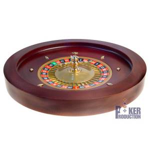 Roulette française de casino en acajou Simple 0 - 45 cm de diamètre – centre en métal plaqué nickel – avec 2 billes