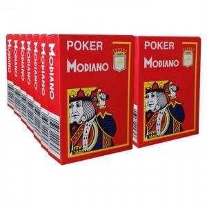Set of 14 Modiano "CRISTALLO" Playing Cards - Red color.