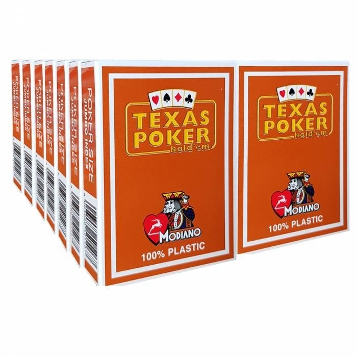 14-game set of Modiano "TEXAS POKER HOLD EM" cartridges - Brown.