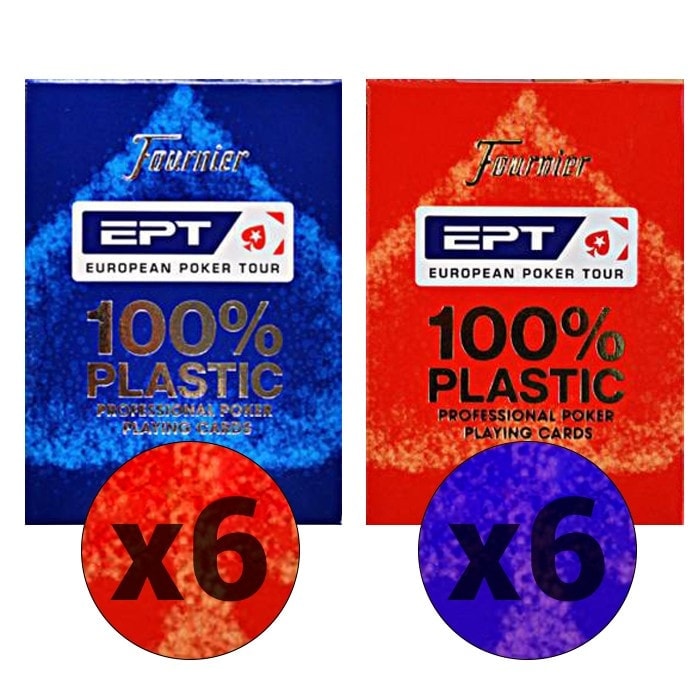 Patrone mit 12 Fournier "EPT"-Spielen.