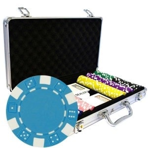 Estuche de poker de 300 fichas "DICE COLOR" - en ABS con inserto metálico de 12 g - con accesorios.