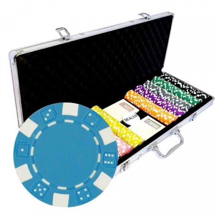 Valigetta da poker con 500 fiches "DICE COLOR" - in ABS con inserto metallico da 12 g.