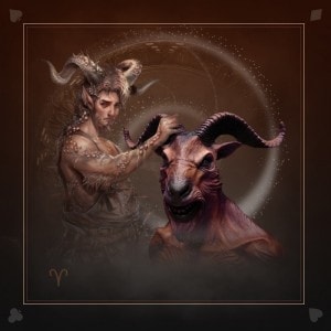 "ASTRO RAM 2" tarotkaartmat - neopreen jersey - vierkant - 80 x 80 cm