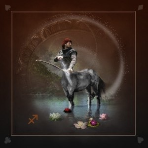 "ASTRO SAGITTARIUS 2" Divination Mat - neoprene jersey - square - 80 x 80 cm.