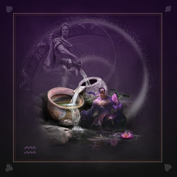 "ASTRO VERSEAU 2" Card Reading Mat - neoprene jersey - square - 80 x 80 cm