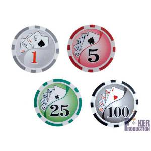 Maletín de 300 fichas de poker "YING YANG" - de plástico ABS, con inserto metálico - viene con 2 barajas de cartas y accesorios.