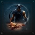 "ASTRO SCORPION 2" Kartomantie Teppich - Neopren-Jersey - quadratisch - 80 x 80 cm