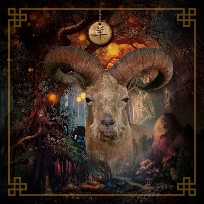 Dywanik kartomancji "CHIŃSKI ASTRO KOZA" - dżersej z neoprenu - kwadrat - 80 x 80 cm