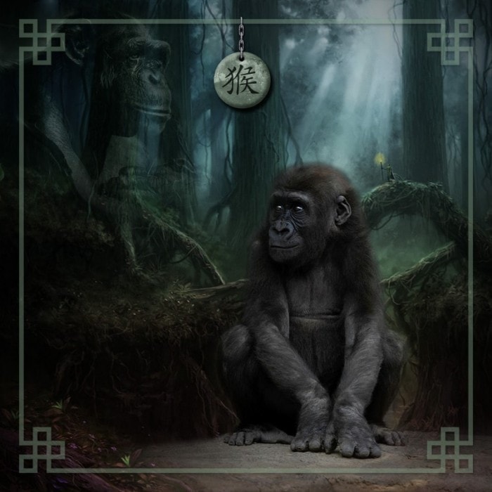 "Chinese Zodiac Monkey" Tarot Mat - neoprene jersey - square - 80 x 80 cm