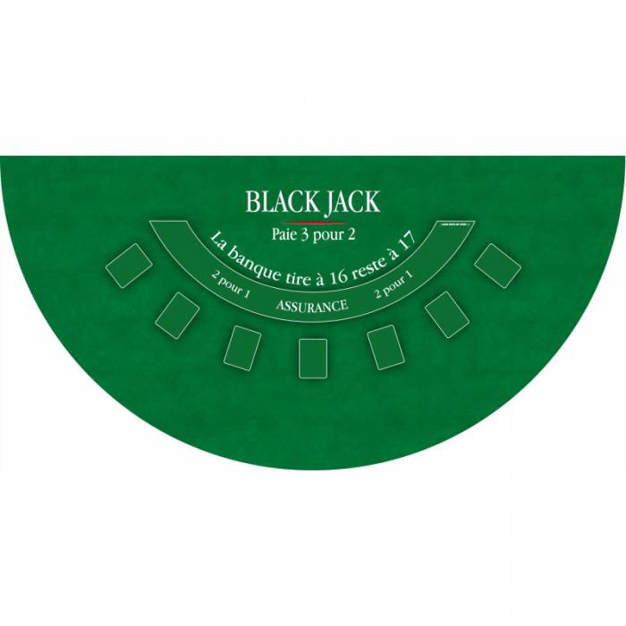 Tapis de "BLACK JACK" - 140 x 70 cm - jersey néoprène - Demi-lune - 4 couleurs