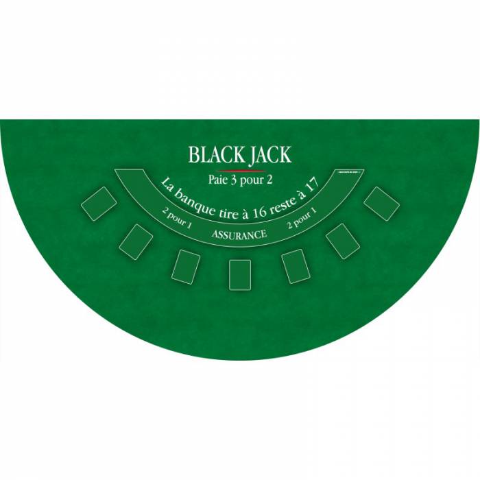 Tapis de "BLACK JACK" - 140 x 70 cm - jersey néoprène - Demi-lune - 4 couleurs