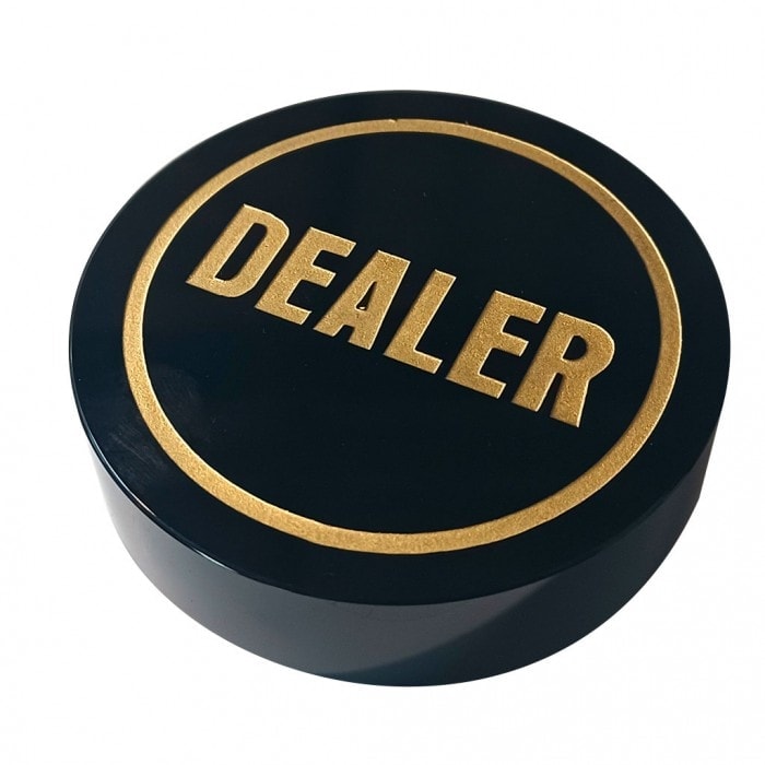 Bouton Dealer "NOIR & OR" – en verre – 8 x 2 mm