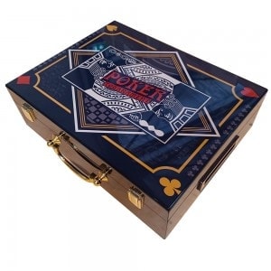 Coffret de rangement "POKER TOURNAMENT" en bois pour 500 jetons de poker – plateau amovible - Fond bois