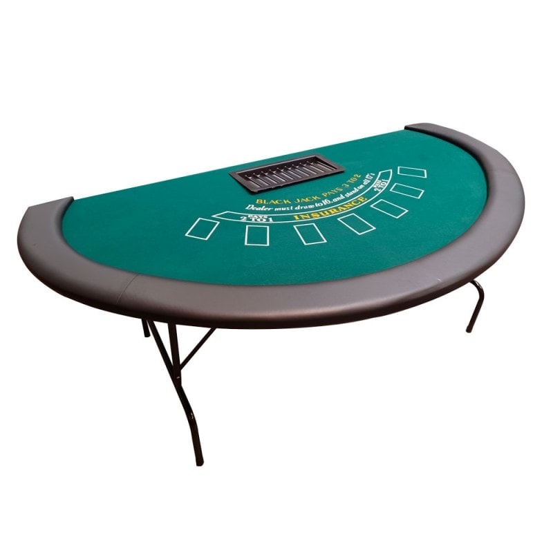 Black Jack table "CIRCUS" - folding legs - 7 players - with chip rack and cup holder.