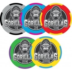 Mala de 500 fichas de Cash Game "GORILLAS" - Apenas uma cópia - não será reimpressa - 1/2/10/50/200.