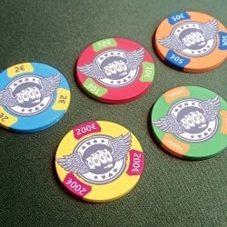 500 chip Cash Game set "LUCK" - 1 copy only - will not be reproduced - 2/10/50/200/1000 denominations.