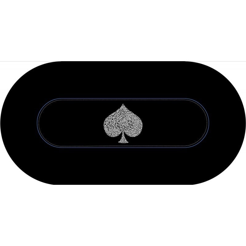 Oval Poker matta "TYPO SPADE" - 3 storlekar - 0/8/10 platser - neopren jersey