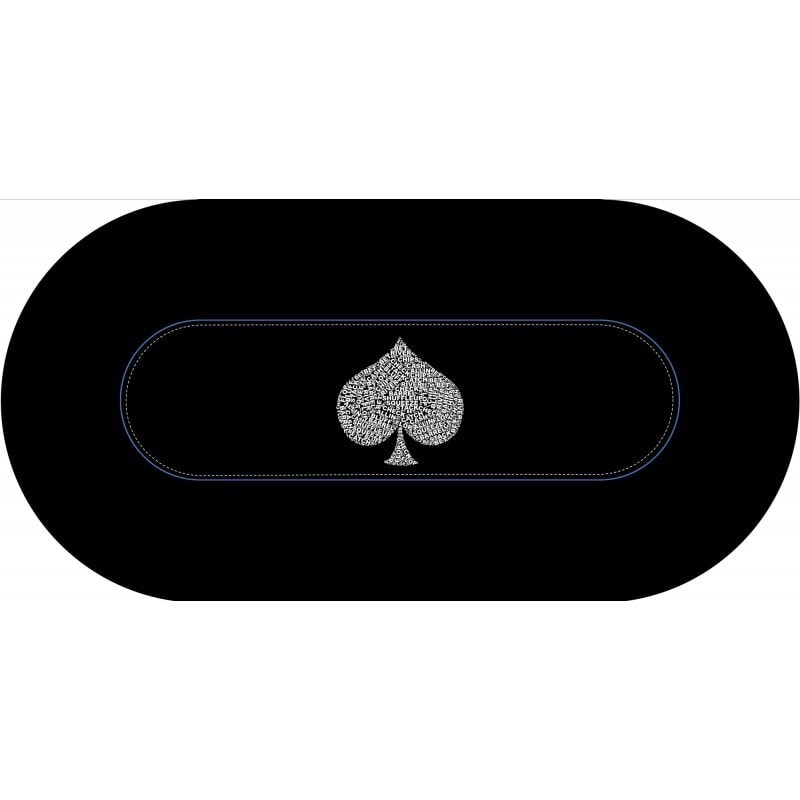 Tapis de Poker ovale "TYPO SPADE" - 3 tailles - 10 places - jersey néoprène